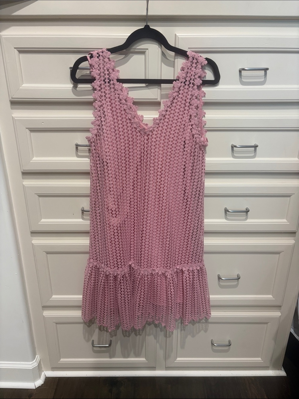 Kobi Halperin Pink Crochet Mini Dress
